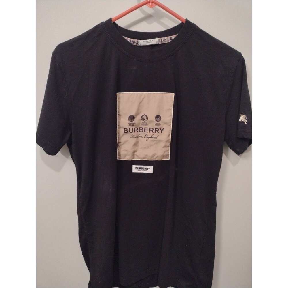 Med / BURBERRY SERGIO LABEL AUTHENTIC  T-SHIRT APPLIQUE EMBROIDERED / / VG (1B1)